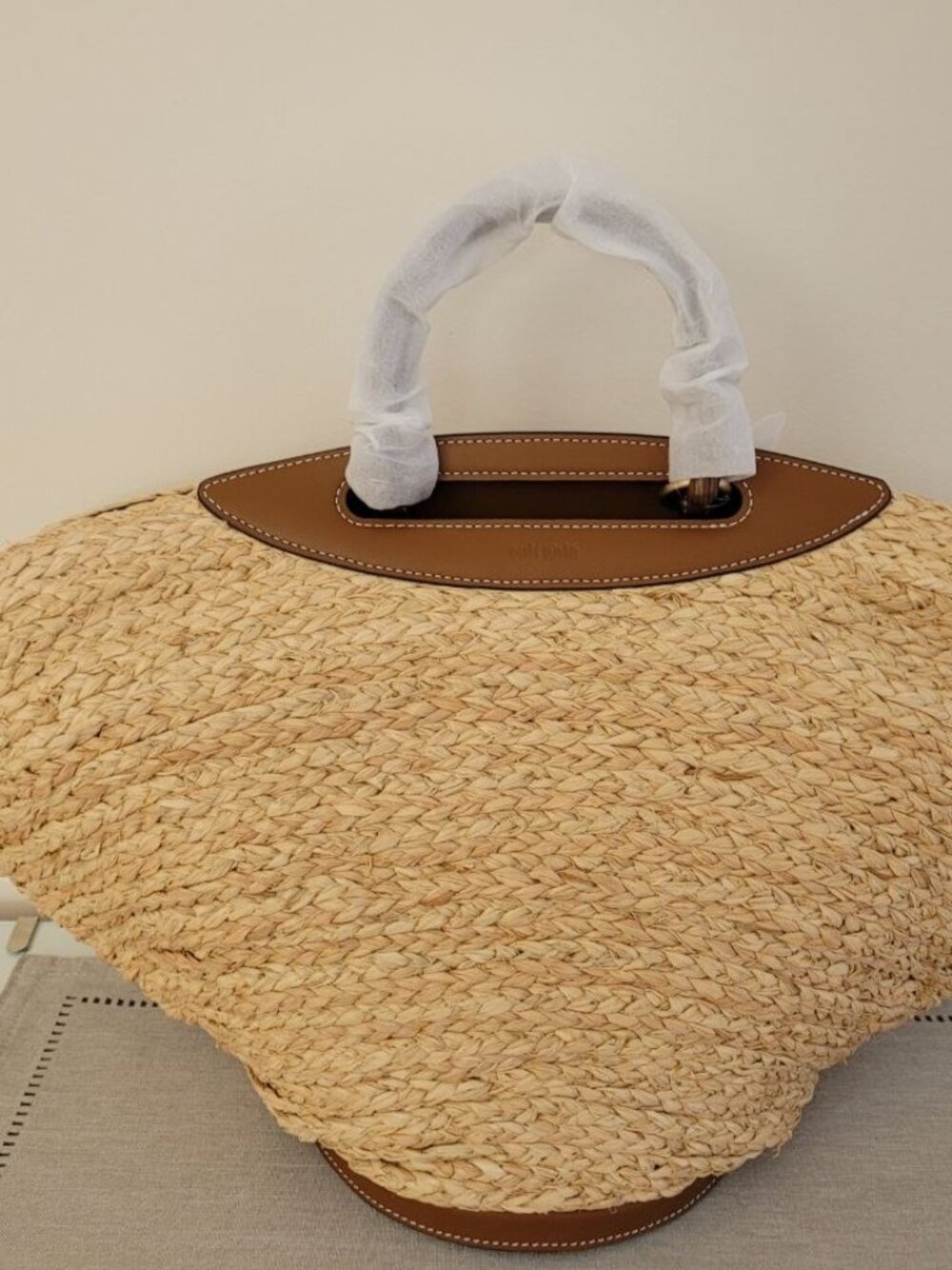 Oversized Woven Raffia Tote Bag with Leather Trim & Shoulder Strap - CULT GAIA - Picture 7 of 10
